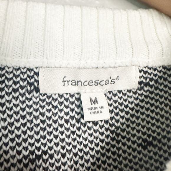 Francesca's Black Bow White Cropped Sweater women’s size medium NEW - Picture 6 of 9